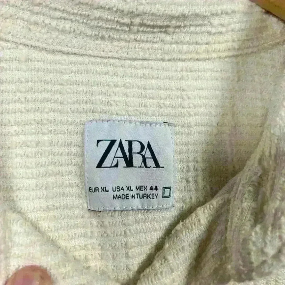 ZARA Cabana Resort Relaxed Button Up Collared Textured Linen Look Top Women XL - Picture 4 of 10